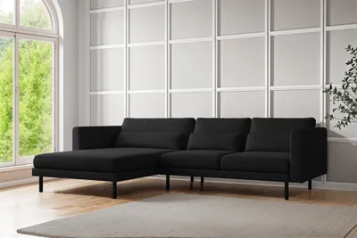 Produktbild von Ecksofa Designersofa AGADA in Stoff Verita Schwarz Ottomane Links