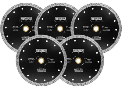 Productafbeelding van Diamantzaagbladen, set van 5, 180 mm x 22,23 mm, mesh turbo, geschikt voor tegels, marmer en graniet