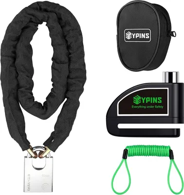 Productafbeelding van Schijfslot met alarm (110 dB) - Ketting met slot, 12 meter x 7 mm - waterdicht (IP06) - geheugenkabel - voor motorfiets