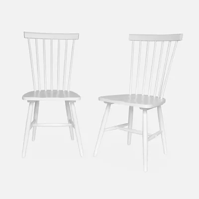 Immagine prodotto di Set 2 sedie da pranzo in legno, impilabili stile vintage, Bianco