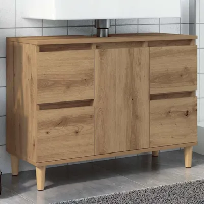 Image de Armoire sous lavabo Artisan-Chêne 80x33x60 cm Matériau bois