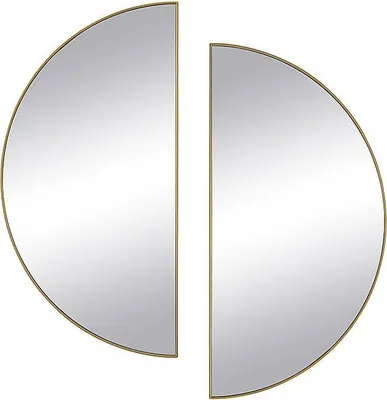 Produktbild von Satz von 2 halbkreisförmigen Designer-Spiegeln aus Metall - L.50 x H.100 cm - gold - GAVRA