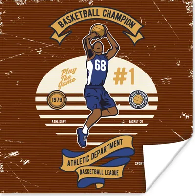 Produktbild von MuchoWow® Poster Mancave - Basketball - Vintage - Rot 75x75 cm - Wand Dekoration