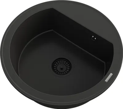 Obrázek produktu pro Granitan | Žulový dřez ARNO – černý – 49 cm – 12 kg – jednovrstvý dřez – včetně sifonu