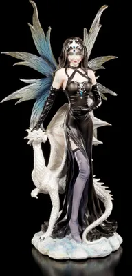 Produktbild von Elfen Figur - Isadra mit weißem Drachen