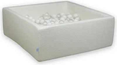 Zdjęcie produktu dla Suchy basen 110x110x40 Boucle Biały 600 piłek: białe,perłowe