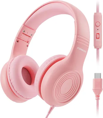 Produktbild von Upgrade USB Typ C Kinder-Kopfhörer, kabelgebundene Kopfhörer für Kinder mit Mikrofon für Jungen und Mädchen, einstellbare Lautstärke von 85 dB/94 dB