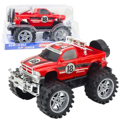Image de Véhicule tout terrain à propulsion arrière avec grandes roues rouge 27 cm
