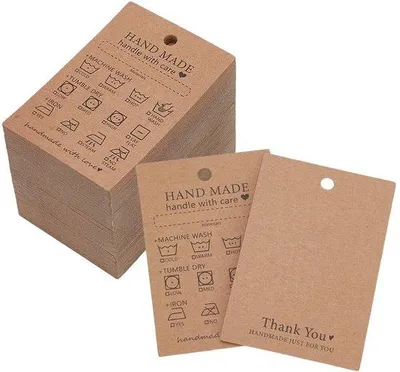 Zdjęcie produktu dla Ręcznie wykonane etykiety do prania – 120 sztuk – 7,5 x 5 cm