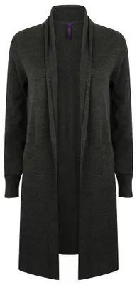 Produktbild von Henbury - Strickjacke für Damen, offen, Lang geschnitten LT4936 (XS) (Grau meliert)