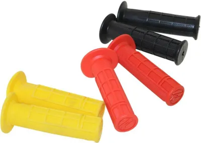 Obrázek produktu pro Gumové rukojeti na řídítka Sada 3 rukojetí 22 mm černá červená žlutá pro motocykly, skútry, mopedy, čtyřkolky, čtyřkolky