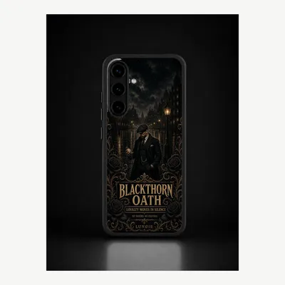 Productafbeelding van Samsung S25 hoesje, telefoonhoesje, beschermhoesje, case met zwartdornmotief – LUNØIR ©