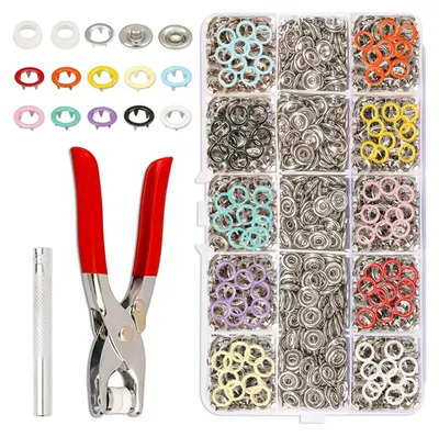 Produktbild von Druckknöpfe mit Zange, Metall-Druckknopf-Set mit festem Knopfwerkzeug, Druckknöpfe 100er-Sets für Bastelarbeiten, Kinderkleidung, Kleidertaschen, 9,5 mm, 10 Farben