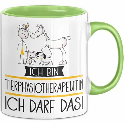 Produktbild von Geschenk für Tierphysiotherapeutin Tasse Lustige Geschenkidee Geburtstag Ich Bin Tierphysiotherapeutin Ich Darf Das (Grün)