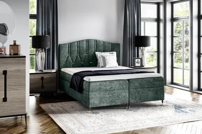 Produktbild von Kontinentales Bett OFRI – 180 x 200, grün + GRATIS-Topper