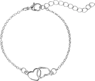 Produktbild von Armband für Frauen, verbundener Herzanhänger, verstellbare Länge, Karabinerverschluss, romantische Liebessymbolisierung, Valentinstagsgeschenk, Damen-Handgelenkschmuck