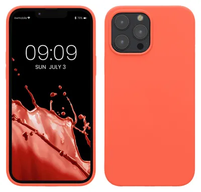 Produktbild von kwmobile Handyhülle für iPhone 13 Pro Max Hülle, für iPhone 13 Pro Max Case - Hülle Silikon - kabelloses Laden - Leuchtende Koralle