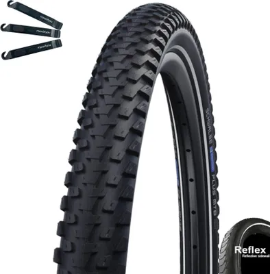 Produktbild von 1 x Schwalbe Marathon Plus MTB Performance E-50 Fahrradreifen Schwarz/Reflex 60-622 (29 x 2,35") inkl. maxxi4you Reifenheber