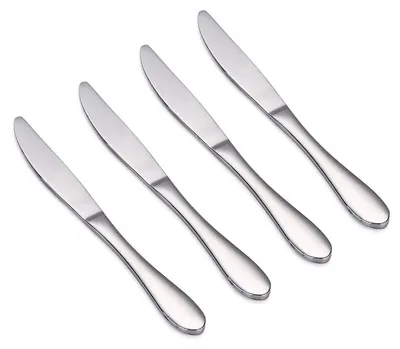 Immagine prodotto di Set di 4 coltelli per bambini, in acciaio inossidabile, adatti a bambini dai 3 anni in su, colore argento, lama di 6,8 cm