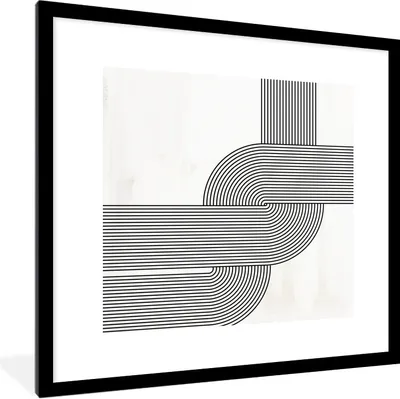 Produktbild von MuchoWow® Gerahmtes Poster Kunst - Abstrakt - Schwarz - Weiß 40x40 cm - Poster mit Schwarzem Bilderrahmen Wandposter Rahmen Foto Bilder - Poster - Plakat im Rahmen