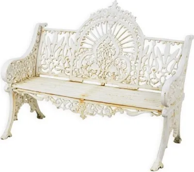 Produktbild von Casa Padrino Barock Gartenbank Cremeweiß 119 x H. 95,5 cm - Prunkvolle Gusseisen Garten Sitzbank - Gusseisen Gartenmöbel - Barock Garten Möbel - Garten Möbel im Barockstil