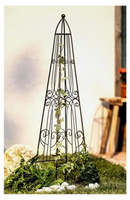 Produktbild von Rankturm aus Metall, Dunkelbraun in Antik-Optik, 115 cm hoch, Rankhilfe für Blumen und Kletterpflanzen