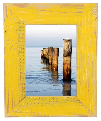 Immagine prodotto di Cornice portafoto elegante 13x18 cm gialla fatta a mano in legno di recupero Mein Landhaus