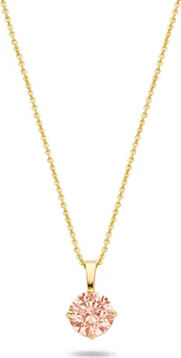 Produktbild von New Bling 9NBG-0592 Goldkette mit Zirkonia-Anhänger Champagner - 4mm - Ankerglied - 39+3+3cm - 0.8mm Dicke - 14 Karat - Gold