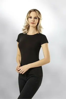 Produktbild von Damen Unterhemden T-Shirt Kurzarm Schwarz XL Unterwäsche K-44