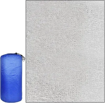 Zdjęcie produktu dla Aluminiowy śpiwór 150 x 200 cm na kemping – mata izolacyjna – ultralekki