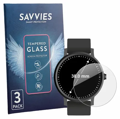 Produktbild von 3x Savvies Schutzglas für Armbanduhren (Kreisrund, ø: 38 mm) Displayschutz 9H Glas klar transparent