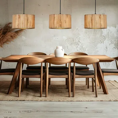 Image de Briloner Slama Lampe à suspendre, abat-jour en jonc de mer, 3 flammes, style boho, douille E27, naturel, 110 x 25 x 120 cm