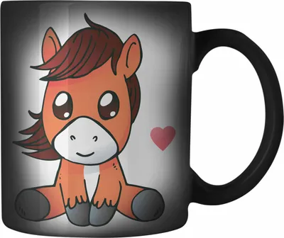 Produktbild von Pferd Farbwechsel Zauber-Tasse Lustig Reiterin Geschenk Pferde Geschenke Mädchen Pferdeliebhaber (Schwarz)