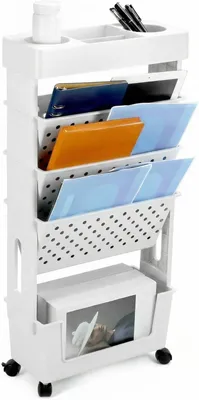 Immagine prodotto di Libreria mobile, carrello su ruote, bianco, in PP+ABS, per ufficio