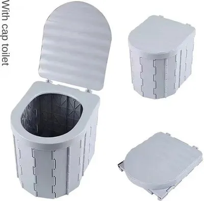 Zdjęcie produktu dla Toaleta podróżna – przenośna – składana – 28 x 33 x 30 cm – nośność 150 kg – szara