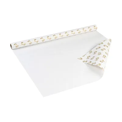 Produktbild von Geschenkpapier Weiß mit goldenen Engeln, Geburtstagspapier, 0,7 x 10 m