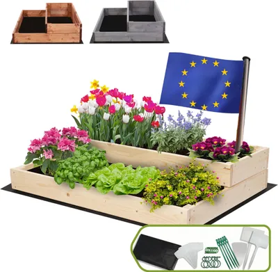 Produktbild von MODO24 Hochbeet Holz, Pflanzkasten, Massivholz, Kiefer, Kräuterbeet, Blumenkasten, Garten, Terrasse, 18x90x63 cm, Natur, ZP07