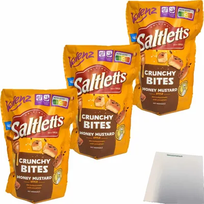 Produktbild von Lorenz Saltletts Crunchy Bites Honey Mustard Style 3er Pack (3x100g Packung) + usy Block