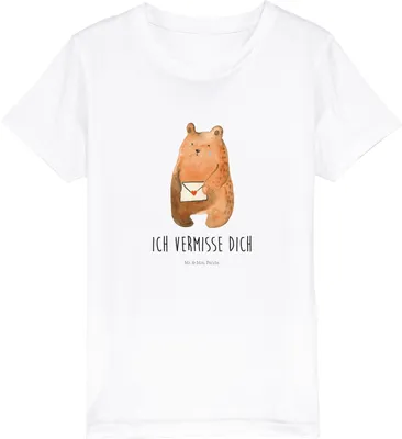 Produktbild von Mr. & Mrs. Panda Kleinkinder T-Shirt Bär Vermissen 3-4 Jahre (98/104) - Weiß - Geschenk, Baumwolle Kinder, Liebeskummer, Freundin, Baumwoll, Freund, Unglücklich Verliebt