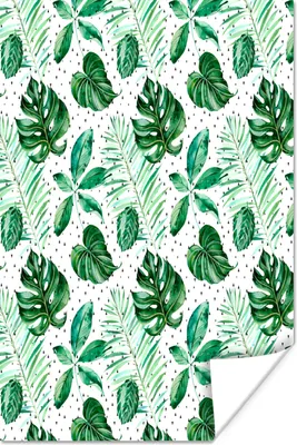 Produktbild von MuchoWow® Poster Vintage - Blätter - Punkte 80x120 cm - Papierdruck