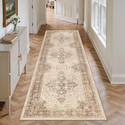 Productafbeelding van Läufer vloerkleed, vintage bruin, 60x240 cm, wasbaar, polyester, antislip