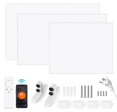 Produktbild von Eikuavons Infrarotheizung 300 W mit WLAN, Thermostat, Wandmontage und Standfüßen
