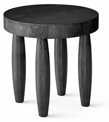 Immagine prodotto di Tavolino in stile moderno, nero, con gambe in legno e piano rotondo