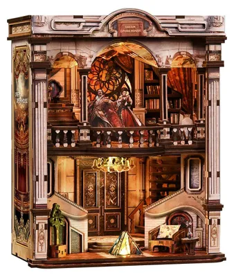 Book Nook DIY-Bausatz, 3D-Holzpuzzle mit LED, Traumoper