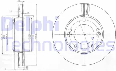 Produktbild von 2x DELPHI Bremsscheibe BG3858 für KIA SORENTO I (JC) 54mm 302mm