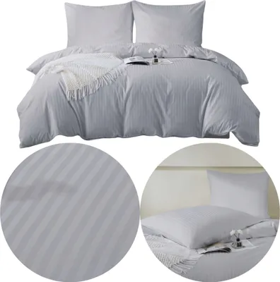 Immagine prodotto di Biancheria da letto 140x200 cm grigio 100% cotone Adamash + 1 federa 70x80 cm