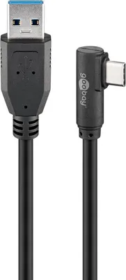 Image de Goobay 66504 Câble USB-C™ vers USB A 3.0 90°, noir, 3 m - USB 3.0 mâle (type A) > USB-C™ mâle
