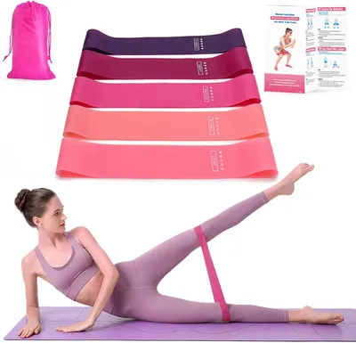 Produktbild von Resistance Bands Set 5 Stück,Pilatesbänder,Yoga & Reha Trainingsbänder Fitnessband,Stretch Bänder, Reha Bänder,Gummiband Sport, mit 1 Tragetasche