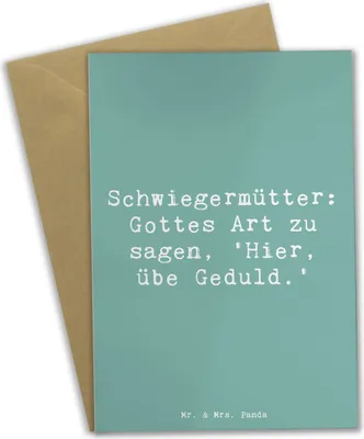 Produktbild von Mr. & Mrs. Panda Glückwunschkarte Spruch Schwiegermutter Geduld - Meeresbrise - Geschenk, weihnachtskarten, Familie, Grußkarten, einladungskarten, Lächeln, Beziehung