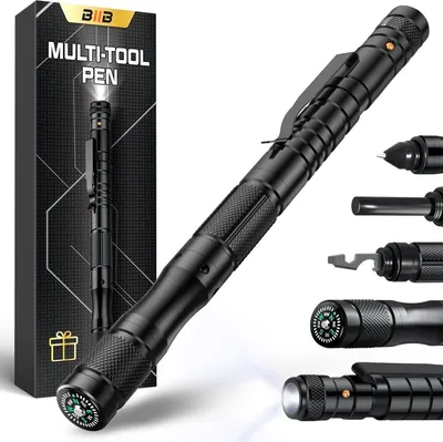 Zdjęcie produktu dla Długopis BIIB Multitool z lampką LED i kompasem Czarny